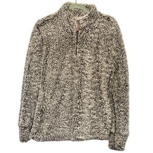 Weatherproof Vintage Women’s Sherpa Gray Frosty Tip 1/4 zip Pullover Size Large